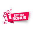 red extra bonus label modern web banner with gift vector image vector image