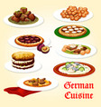 german cuisine icon of dinner dish with dessert vector image vector image