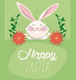 happy easter card with lettering and rabbit vector image vector image