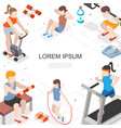 isometric fitness colorful concept vector image vector image