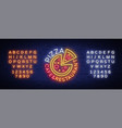 pizza logo in neon style neon sign emblem vector image