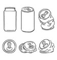 set sketch aluminium can vector image