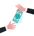 give money concept hand giving dollars to other vector image