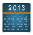 simple 2013 year calendar vector image