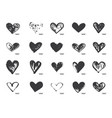 hand drawn calligraphy heart set isolated vector image vector image