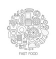 fast food in circle - concept line vector image vector image
