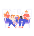 family is sitting on couch together vector image
