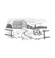 rural landscape agriculture farm cow vector image