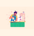 barista character prepare american in coffee vector image