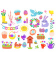 cute easter elements hand drawn spring season vector image