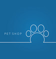 pet shop linear paw on blue background vector image vector image