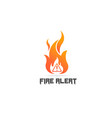 fire flame with danger sign logo symbol vector image