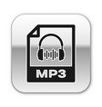 black mp3 file document icon download button vector image