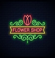 flower shop neon sign flowers store tulip vector image vector image