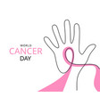 one single line of cancer day background isolated vector image vector image