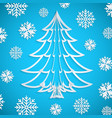 white paper christmas tree on the blue vector image