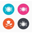 plate dish with forks and knifes icon chief hat vector image