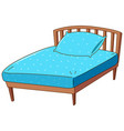 Bed with blue pillow and sheet Royalty Free Vector Image