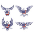 set of the emblems with eagles on usa flag vector image vector image
