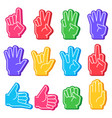 foam fingers sports fan hand with different vector image vector image