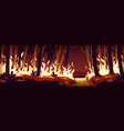 burning wildfire at night fire in forest vector image