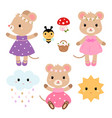 cute mouses and design elements flat vector image