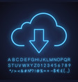 cloud storage files download neon light icon vector image vector image
