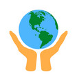 hands holding planet icon vector image