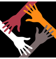 colorful four hands icon on black background vector image vector image