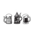 vintage beer mugs old wooden mug german stein vector image vector image
