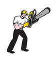 lumberjack tree surgeon arborist chainsaw vector image