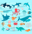 underwater world cartoon ocean animals vector image vector image