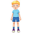 Cartoon image of boy wearing denim outfit Vector Image