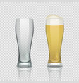 beer glass cups empty transparent mug and full vector image
