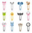 safety pin collection with colorful animal heads vector image