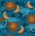 stars sun and moon seamless pattern vector image