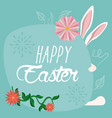 happy easter card with flowers and ears rabbit vector image vector image