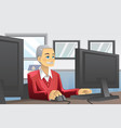 senior man using computer vector image vector image