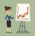 cartoon smiling female teacher with pointer vector image