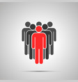 collective people silhouette with red leader vector image vector image