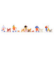 people walking with dogs on leash flat set vector image vector image