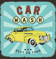 car wash vintage board old metal sing vector image vector image