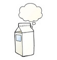 cartoon milk carton and thought bubble in smooth vector image