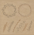 set of decorative doodle wreaths made branches vector image vector image