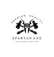 spartan vintage helmet with cross axe logo icon vector image vector image