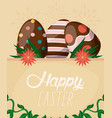 happy easter card with lettering and eggs painted vector image vector image