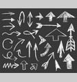 set white chalk arrows different shapes vector image