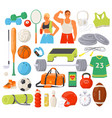 sport equipment big set of isolated fitness vector image