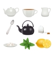 tea set icons collection vector image