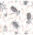 hand drawn dragonfly ink doodle seamless pattern vector image